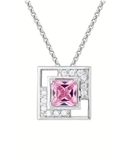 Подвес из серебра со вставками из розового и бесцветных фианитов