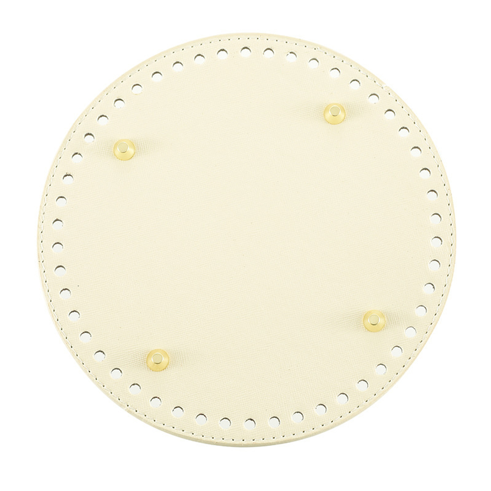 Донышко для вязания сумок и корзинок (круг 19 см, цвет светлый кремовый) / Круглое донышко с ножками для вязания сумки, шкатулки, коробки 19 см