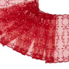 Вышивка на сетке красная темная 23 см