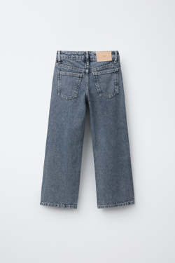 ZARA ДЖИНСЫ WIDE LEG С ЗАКЛЕПКАМИ, СИНИЙ МЕЛАНЖ