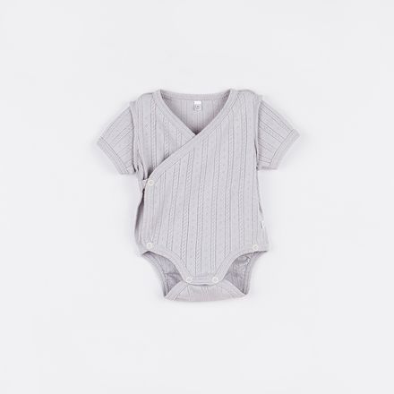 Боди-кимоно с коротким рукавом "Жемчуг" из ажурного хлопка 0+