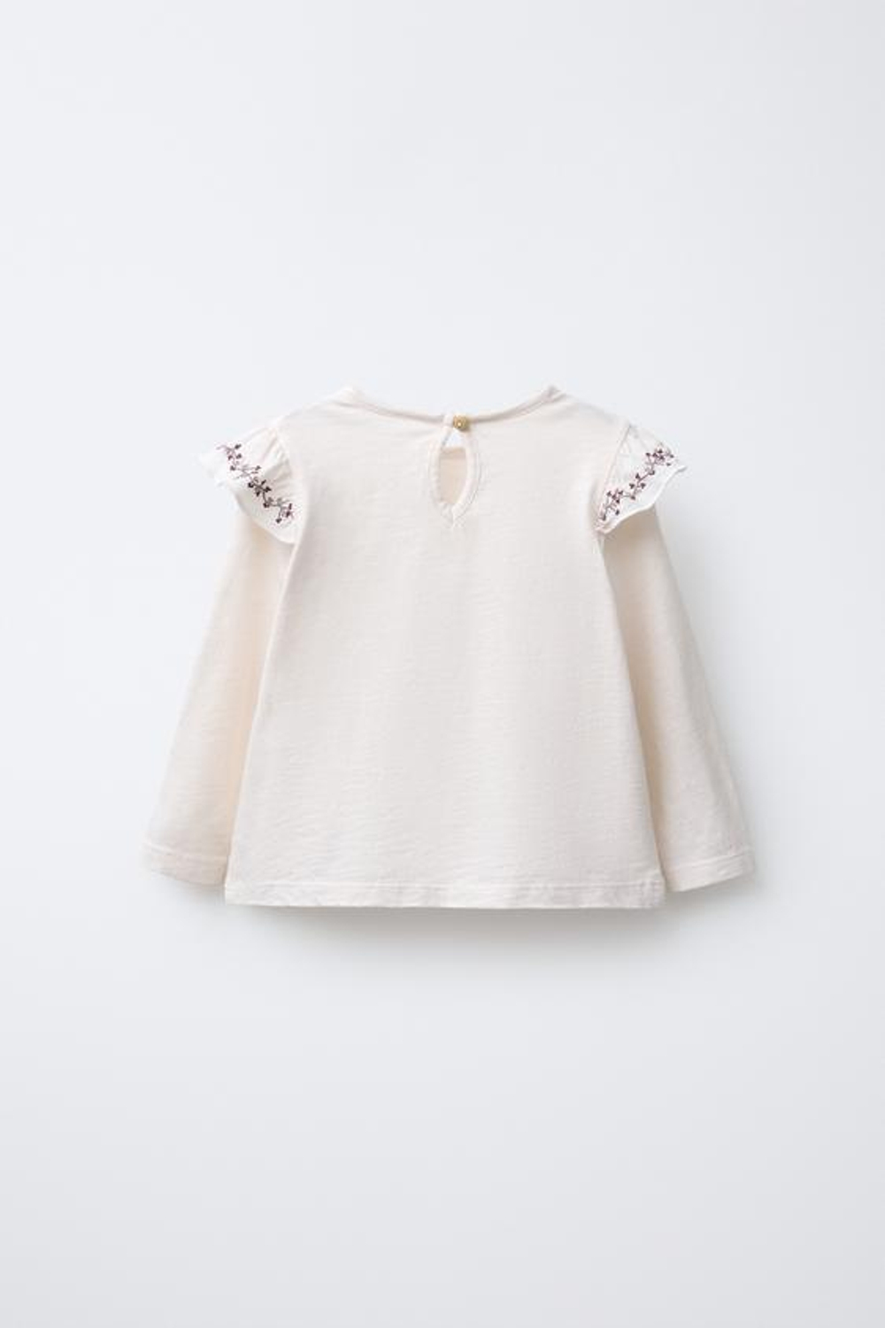 ZARA ФУТБОЛКА С ВОЛАНАМИ И ЦВЕТОЧНОЙ ВЫШИВКОЙ, РОЗОВЫЙ