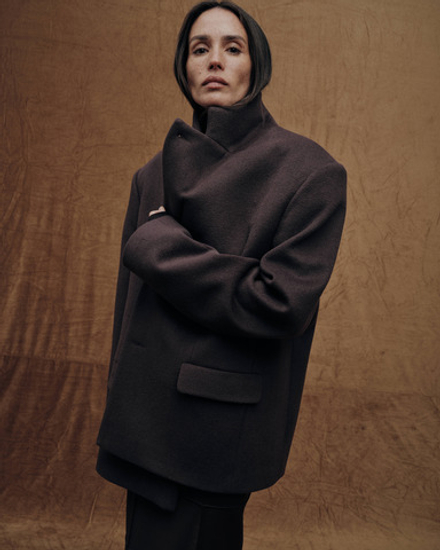 Полупальто из шерсти шоколадного цвета