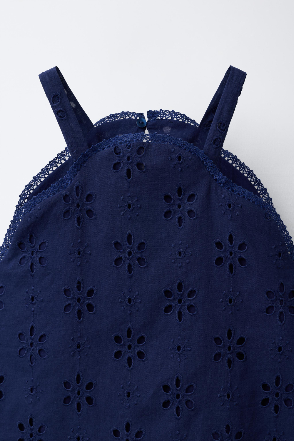 ZARA ТОП С АЖУРНОЙ ВЫШИВКОЙ, МОРСКОЙ СИНИЙ
