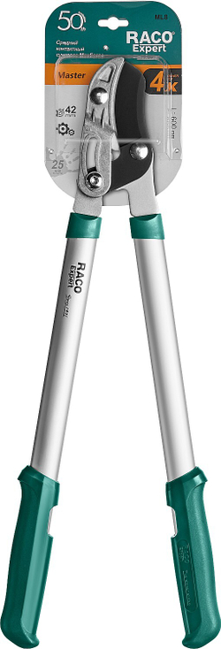 RACO MaxForce, 600 мм, с изогнутым лезвием, двурычажный, усиленный, с алюминиевыми рукоятками, средний контактный сучкорез (4214-53/1860)