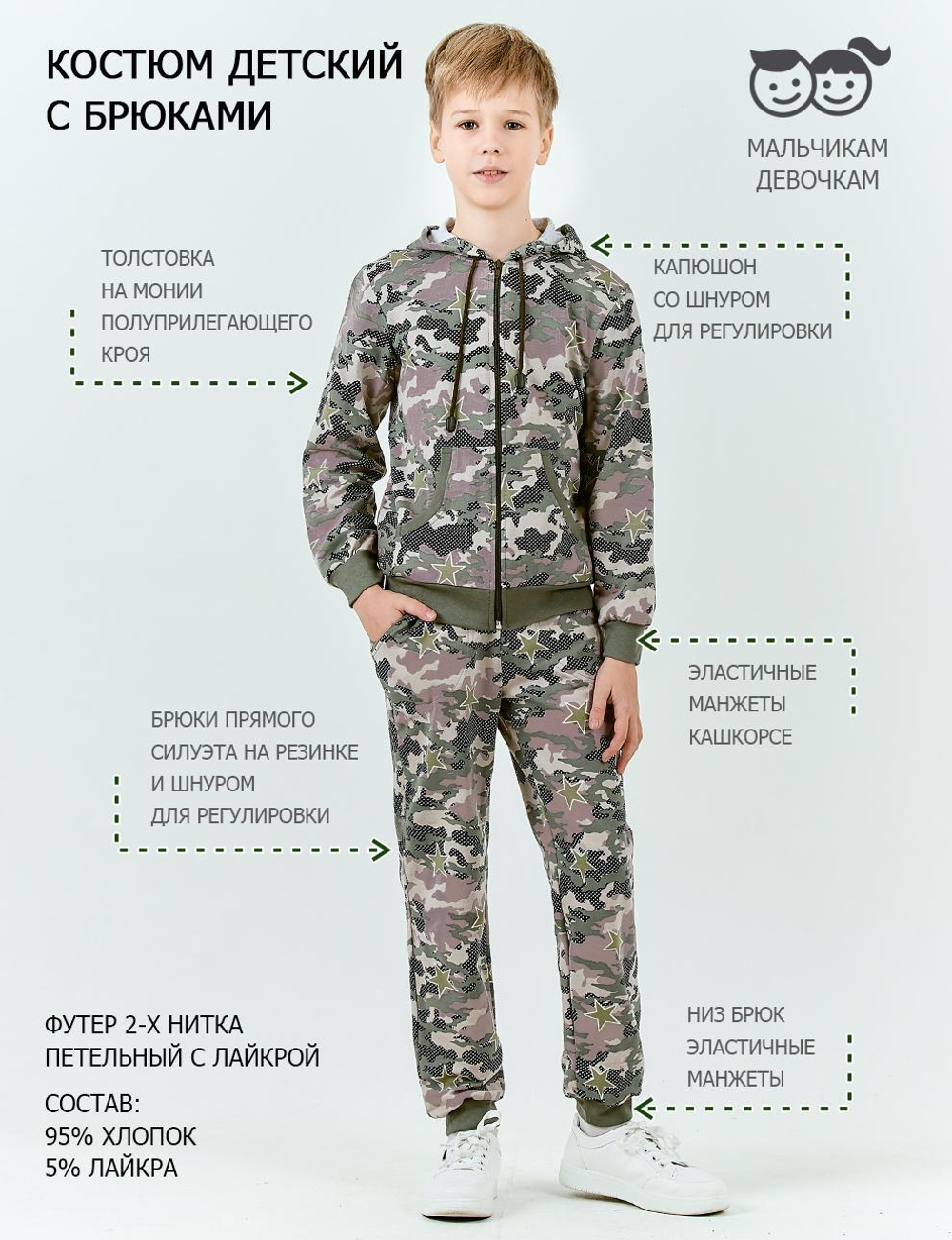 Костюм детский BVR-SPORT тк.Футер цв.КМФ STAR