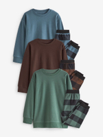 Пижама для мальчика Next K99-122, 3 шт., Хаки, Голубой, Коричневый