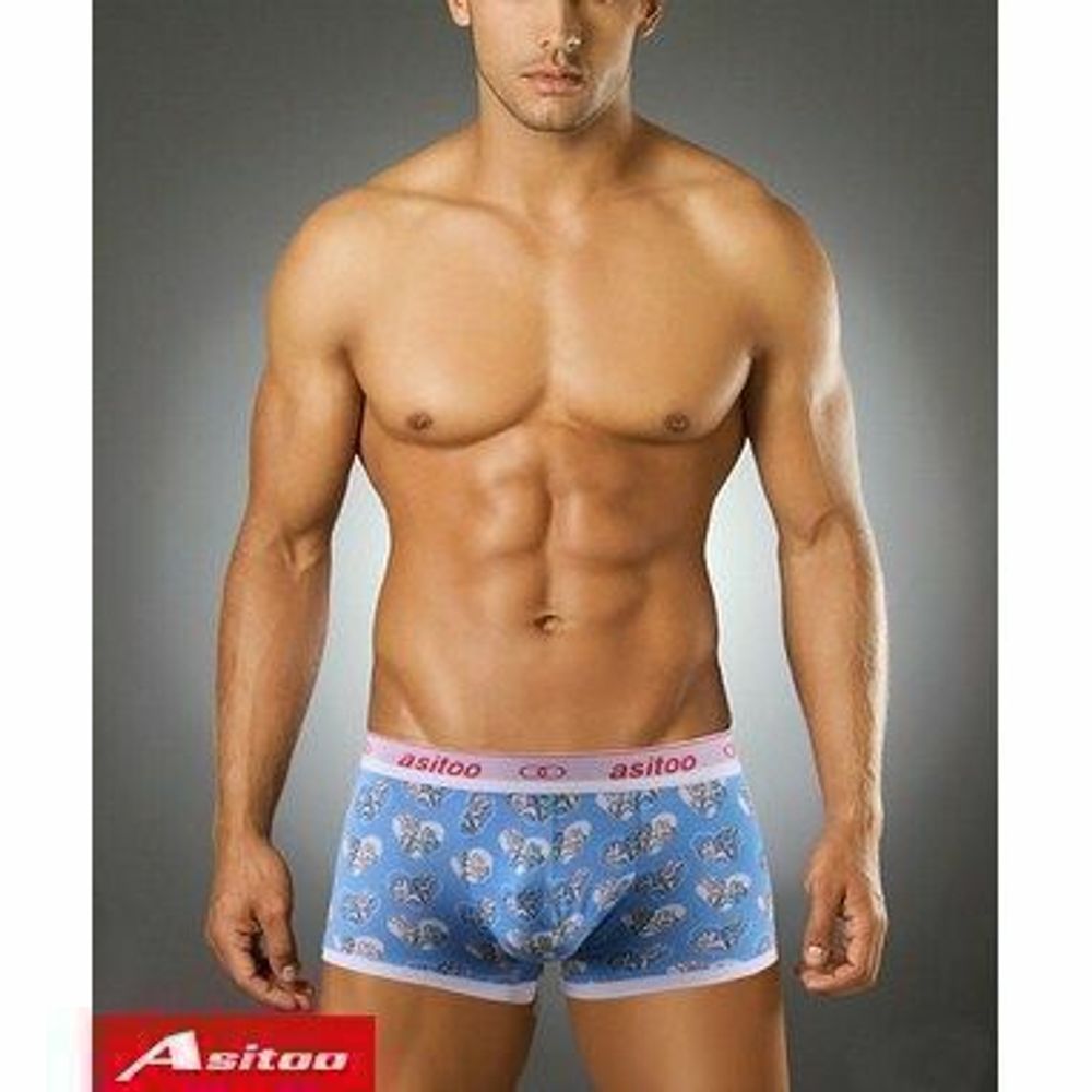 Мужские трусы хипсы Asitoo Modal Blue Rabbit Boxer AST0012