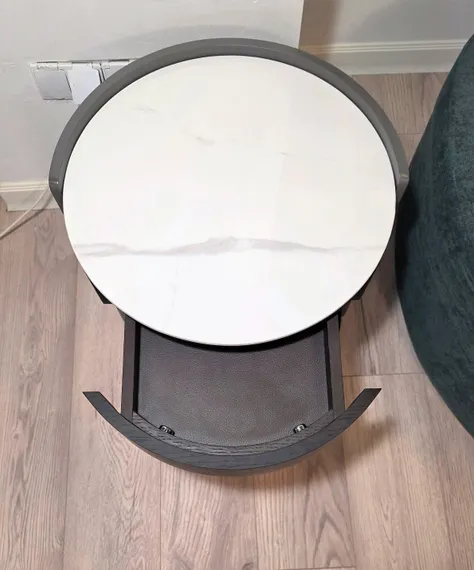 Прикроватная тумбочка Ditre с ящиком и полкой, венге, белая керамика