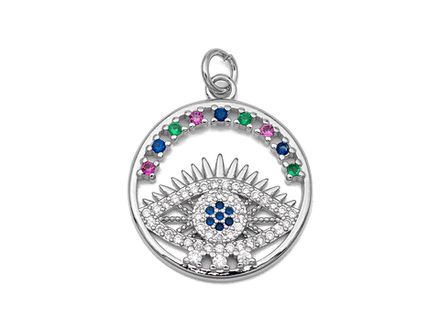 Подвеска круглая "Глаз" 23мм, со стразами