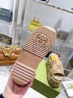 Шлепанцы коричневые на платформе Gucci люкс класса