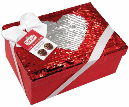 Ассорти конфет Sorini Paillette с пралине какао кремом и злаками (пайетки) 220г