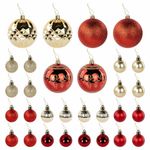 Шары ёлочные НАБОР 30 шт., 8 см/4 см, "Red&Gold", пластик, красные/золото, ЗОЛОТАЯ СКАЗКА, 592168