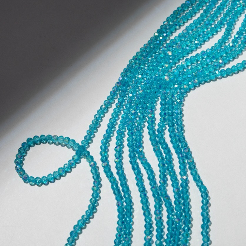 Хрустальные бусины "Марказит" с эффектом иризации, оттенок "Голубой", 4,3*3,5мм, рондель