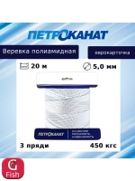 Веревка полиамидная 4,0 мм,тест 360 кгс,20 м,еврокарточка