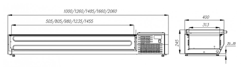 Холодильная витрина Carboma IDO A40 SM 1,6 0430 (VT3-G) с крышкой