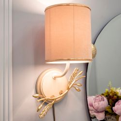 Бра настенный светильник Oliva Branch (Олива Бранч) правое Айвори Мраморное золото с абажуром Терра Беж - 2