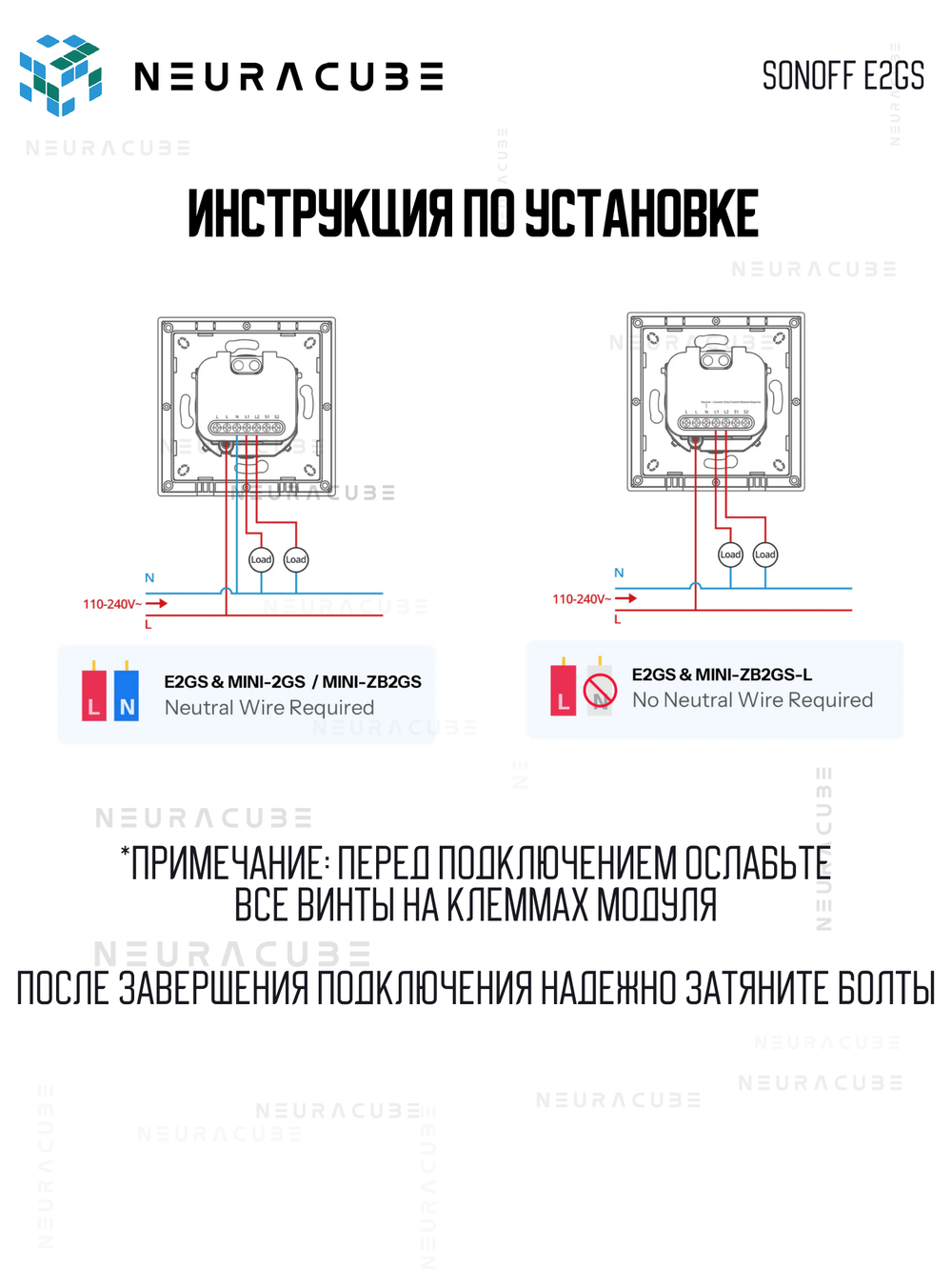 Выключатель для реле SONOFF E2GS (MINI-2GS/ZB2GS/ZB2GS-L)