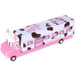 Пенал с наполнением, металлический 2 отделения автобус Alingar, таб. умнож, линейка 15 см, 5 ч/г карандашей, 3 точилки 50 х 190 мм, "Milk bus", розов