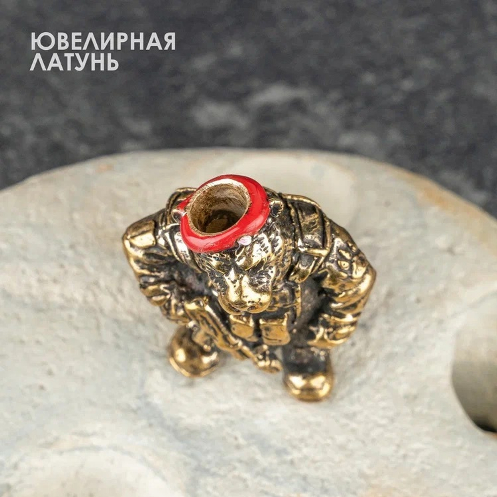 Бусина «Медведь Спецназовец» из латуни