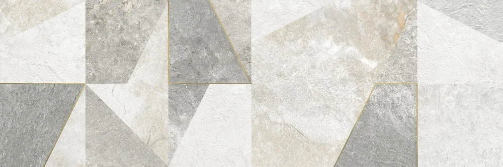 Настенная плитка Alma Ceramica TWU3090LAN17R Land 30x90 белая / серая матовая под камень / геометрия