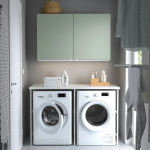 Комбинация для ванной - IKEA ENHET, 136х63.5х90.5 см, белый/светло-зеленый, ЭНХЕТ ИКЕА