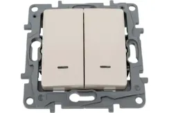 Выключатель Legrand Etika 2-клавишный с индикатором проходной слоновая кость 30181