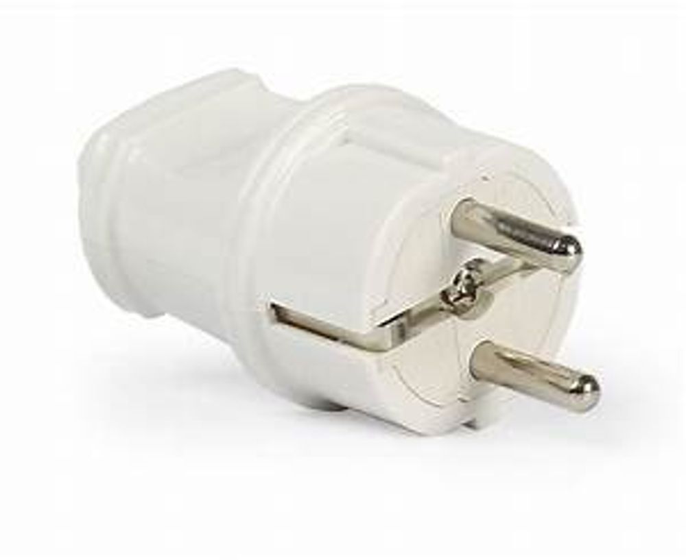 Вилка 16А прямая с заземлением белая 250В (SBE-16-P01-w)Smartbuy