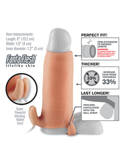 Расширяющая пенис насадка с клиторальным массажером Duo Clit Climax-Her (5 режимов) (Цвет: телесный)