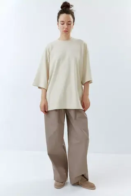 Огромная футболка из бежевого хлопка
