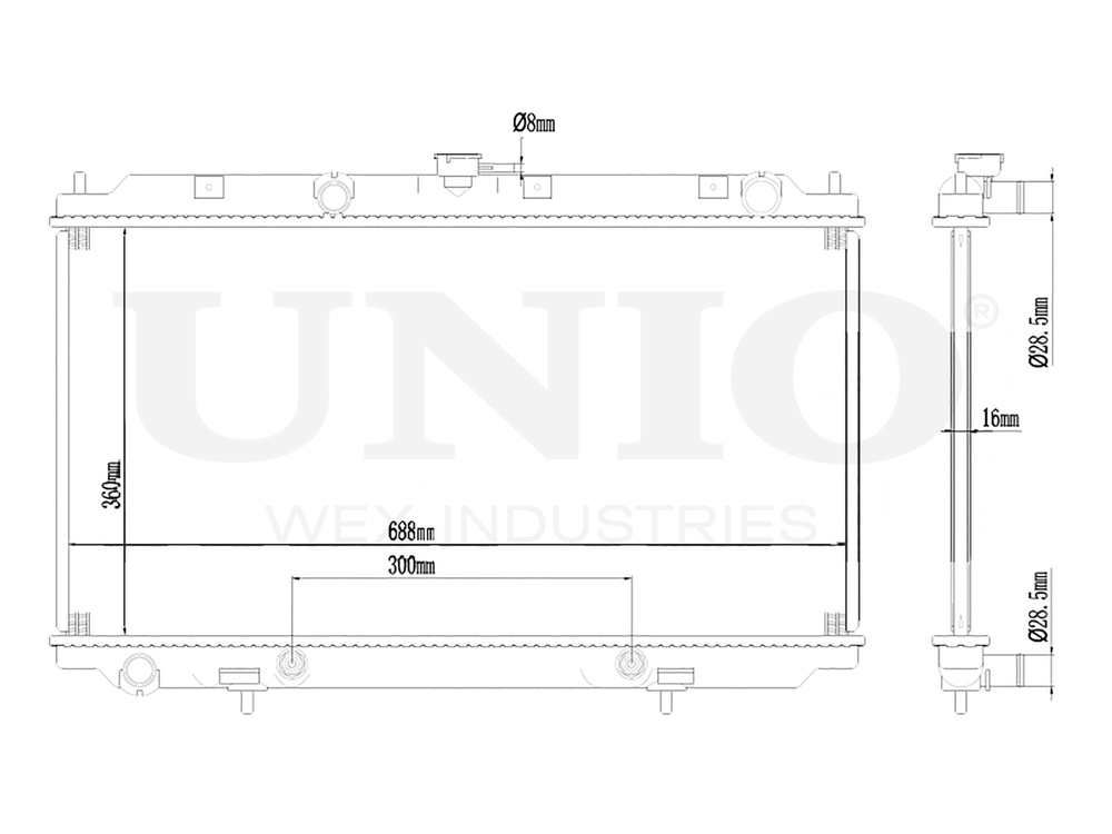 Радиатор охлаждения двигателя UNIO RAD-10059
