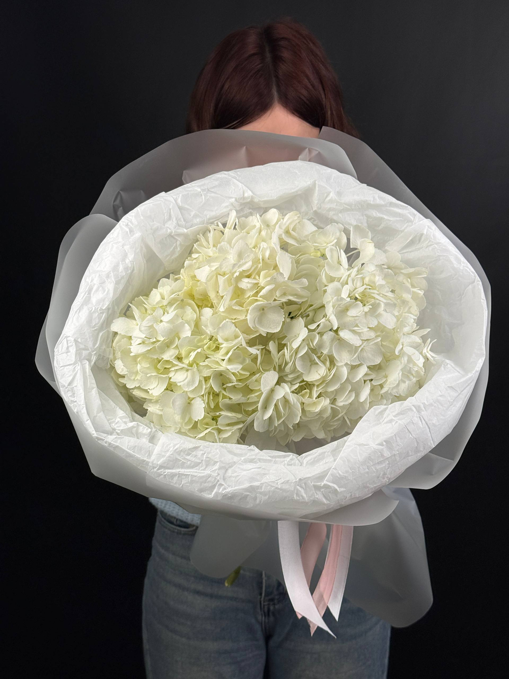 Гортензия белая моно букет 3 штуки