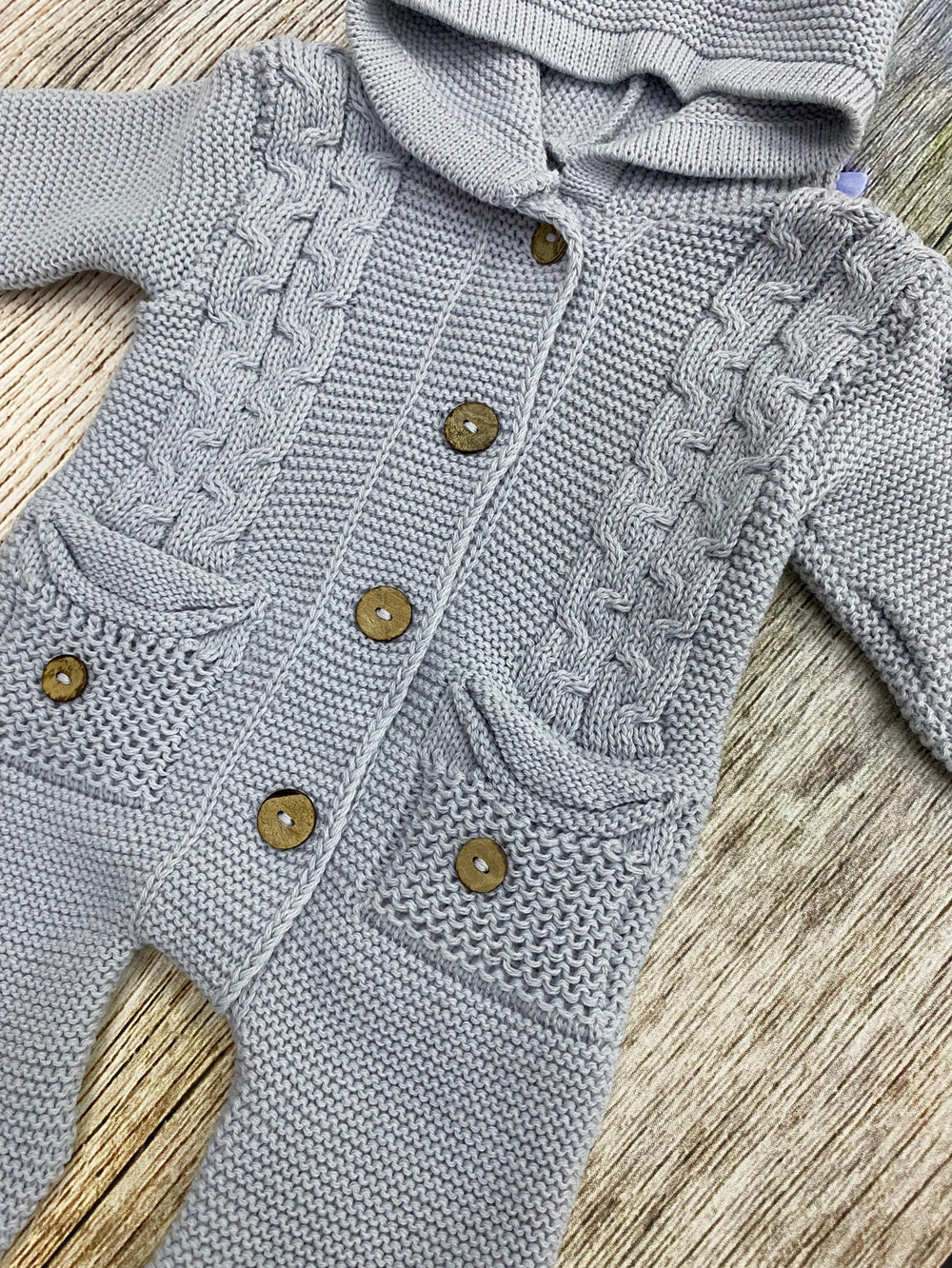 Комбинезон вязаный "АйШах" с капюшоном (Цвет: Серый, Размер: 26)