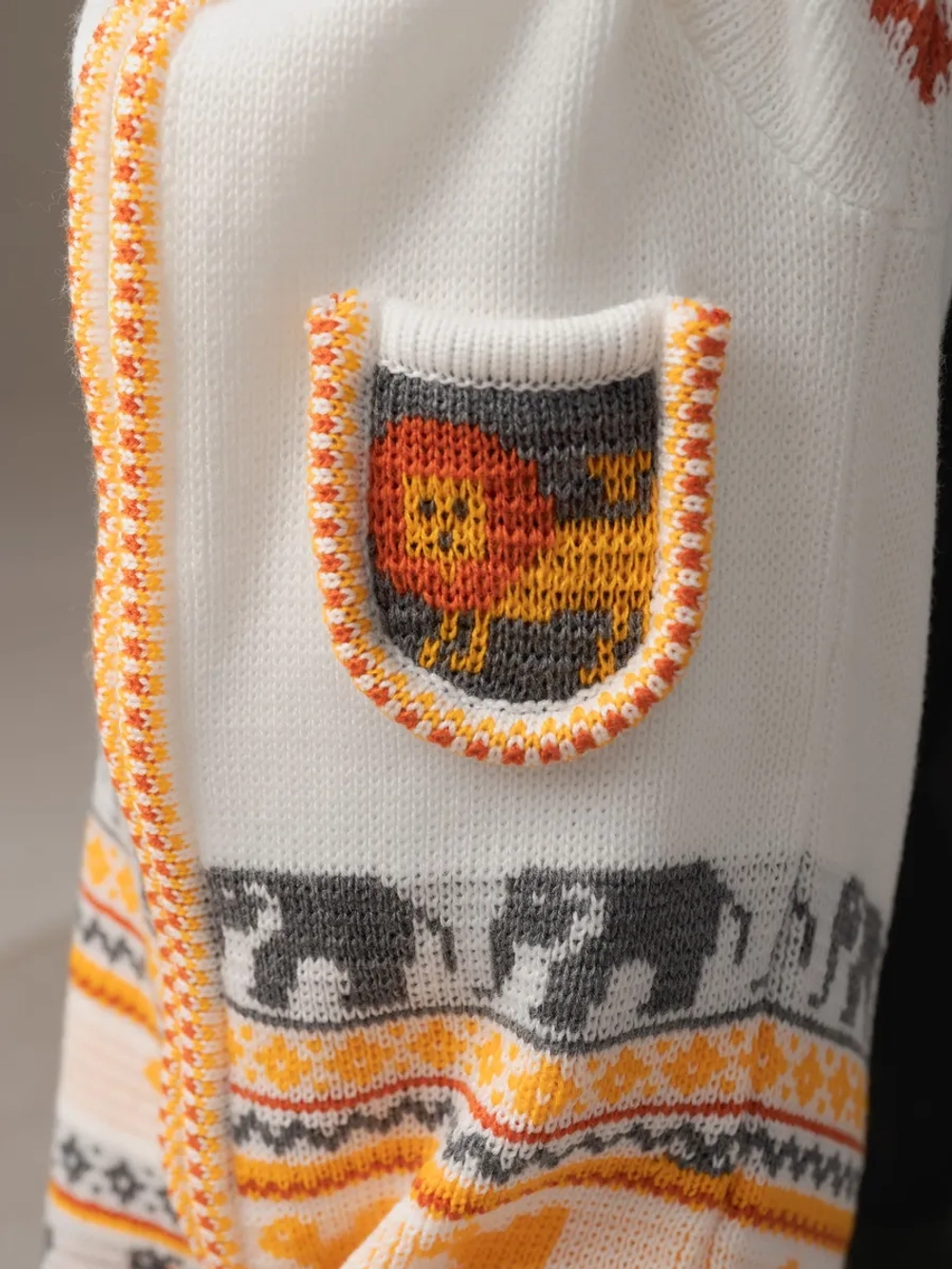 Вязаный комбинезон для новорожденных и малышей на молнии