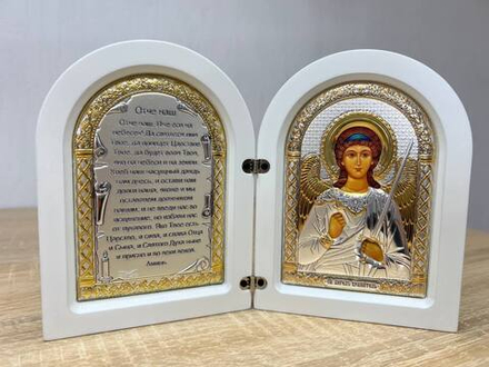 Складень, Ангел Хранитель, Молитва, икона арочная, белое дерево 140x200