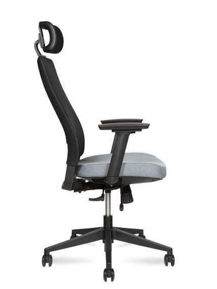 Кресло офисное Норден / Кейс / Case / черный пластик / серая ткань / черная сетка