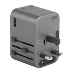 Универсальное сетевое зарядное устройство Energea TravelWorld Adapter GaN65 (1 розетка, 2 USB-C, USB-A) (GaN) Туристический адаптер питания повышенной мощности. Есть поддержка PD, QC 3.0 и PPS
