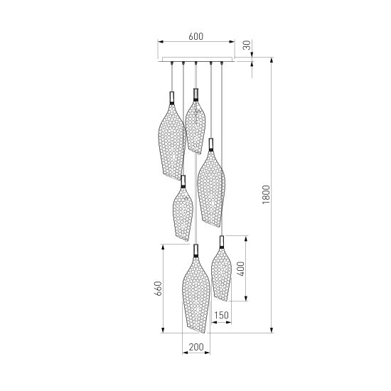 90352/6 / подвесной светильник / золото/хром