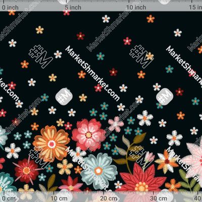 Цветочный бордюр на черном фоне by Happy_Dragon 265 DPI