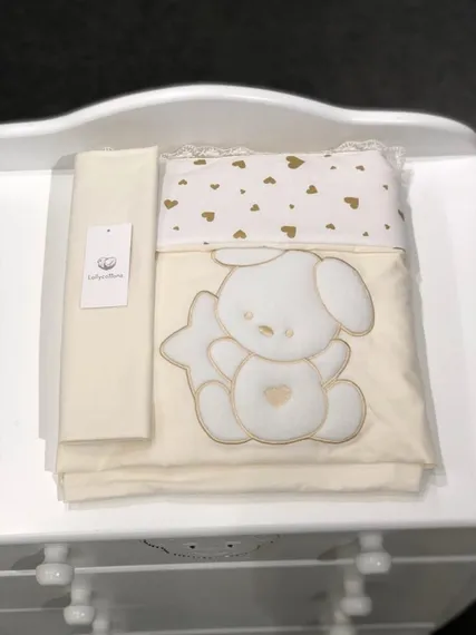 Комплект постельного белья Lollycottons Maks Bear 3 предмета, Кремовый