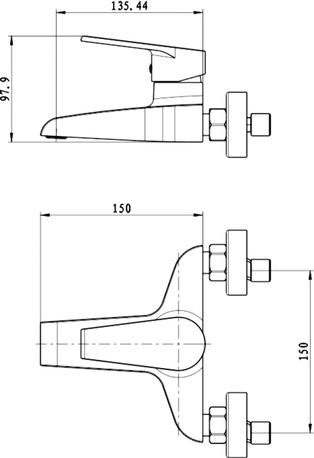 Смеситель для ванны с душем STWORKI Эстфолл S44100BK матовый черный