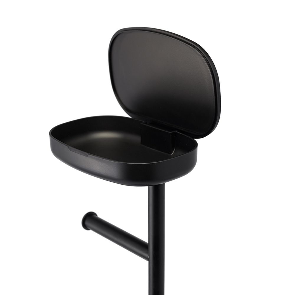 Держатель для туалетной бумаги с полочкой Slim, черный