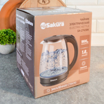 Чайник электрический 1,8л Sakura SA-2743BK, стеклянный с подсветкой