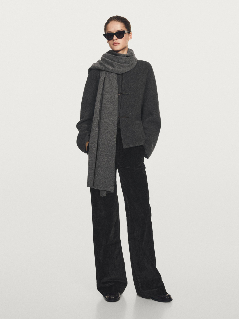 Massimo Dutti Кардиган с пуговицами, серый