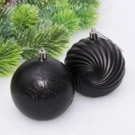Новогодние шары «Изящные узоры» 8 см (набор 9 шт), Черный