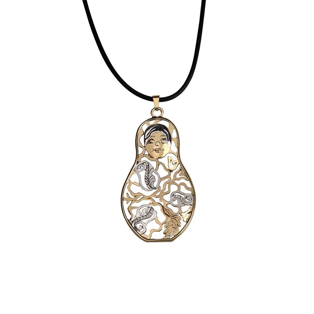 "Голуба" кулон в золотом покрытии из коллекции "Матрешки" от Jenavi  с замком карабин