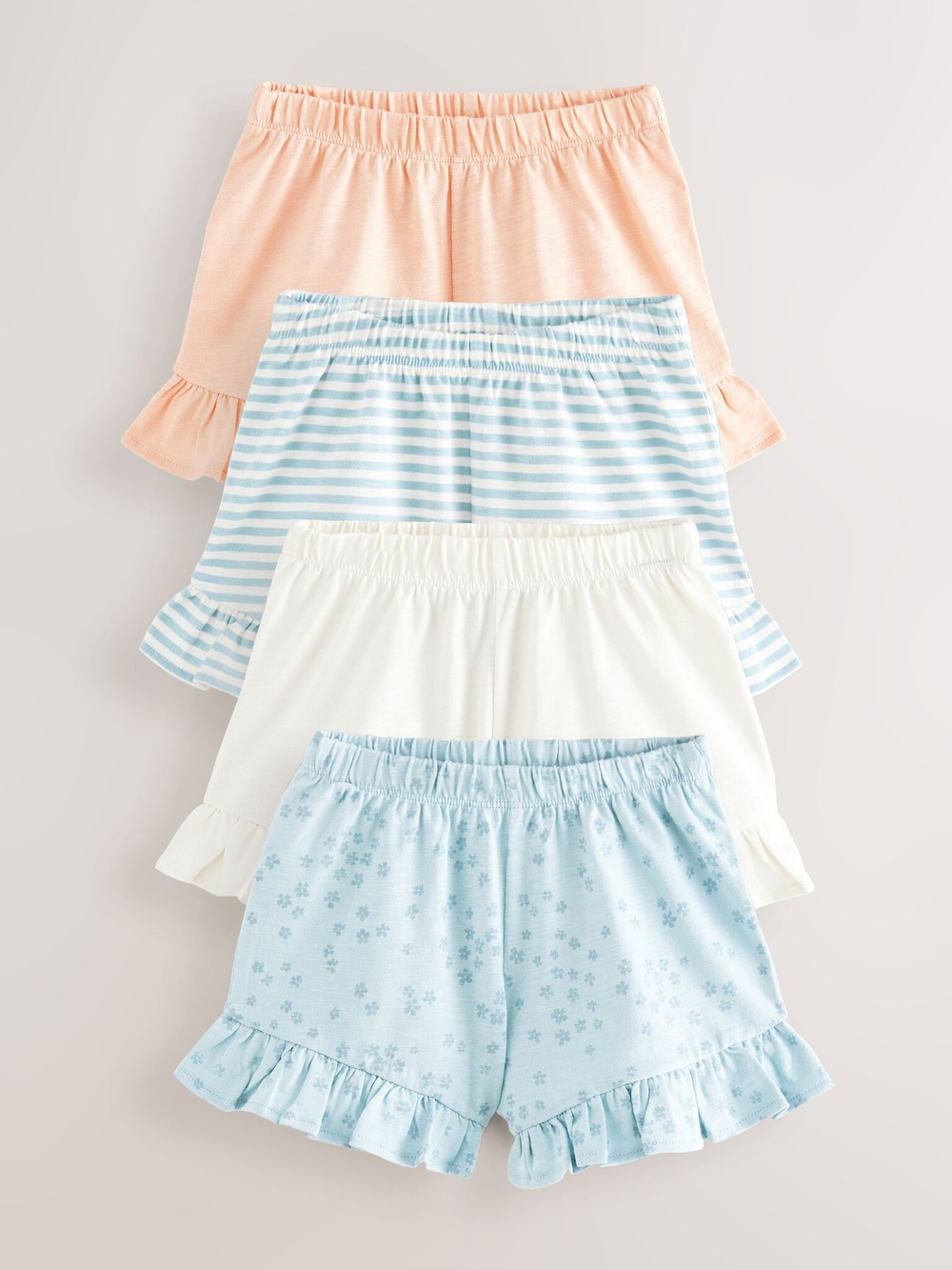 Шорты хлопковые с рюшами для девочки Next E65-371, Розовый, Голубой, Белый