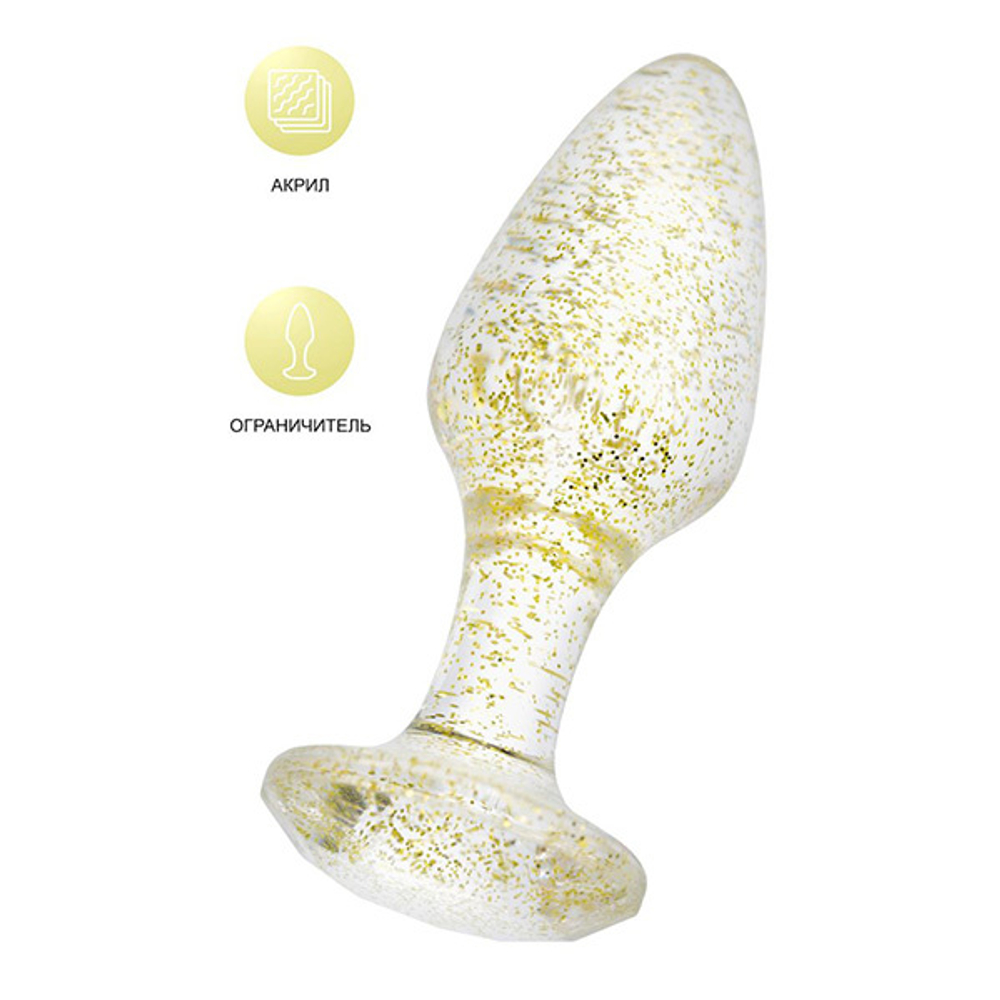 Золотистая акриловая анальная втулка 8см ToyFa Basic 881305-16