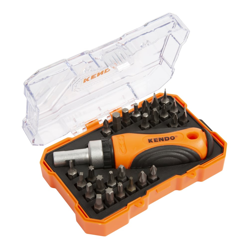 Отвертка с трещоткой и набором бит KENDO 27 предметов 20665