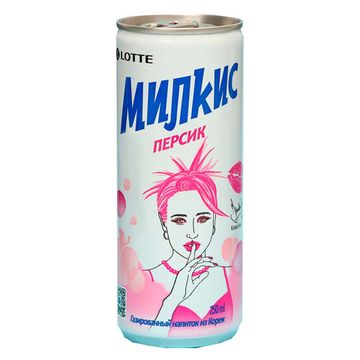 Газированный напиток Lotte Milkis со вкусом персика, 250 мл (Корея)